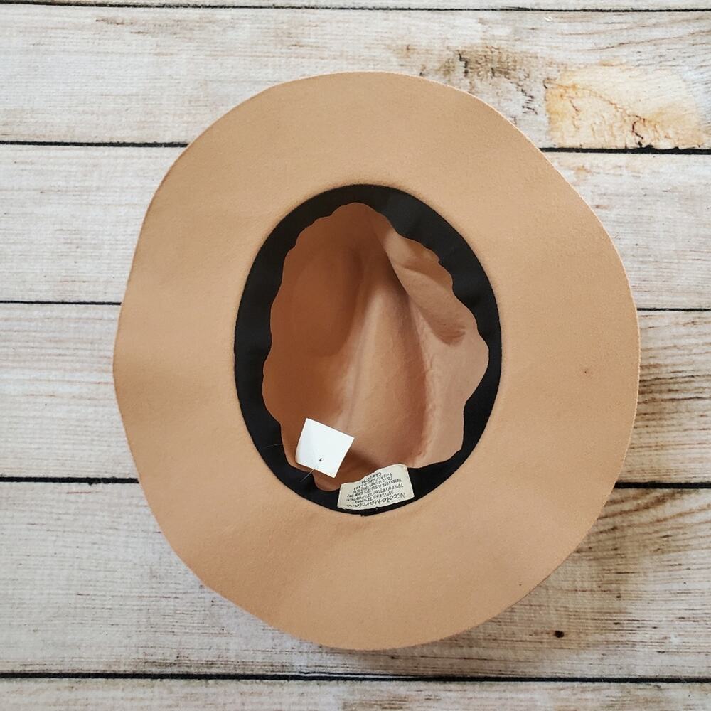 NWT Vintage 90s Y2K Tan Felt Wool Blend Fedora Floppy Hat Womens One Size - Picture 3 of 6